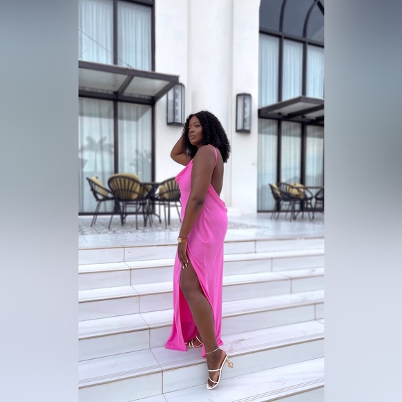 JADE Cowl Neck Backless Maxi Dress - Pink - Picture 3 of 3